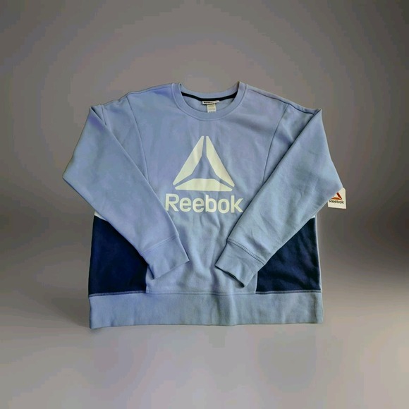 Reebok Tops - Reebok Womens Journey French Terry Cropped Crew Sweatshirt, Size XL Light Blue